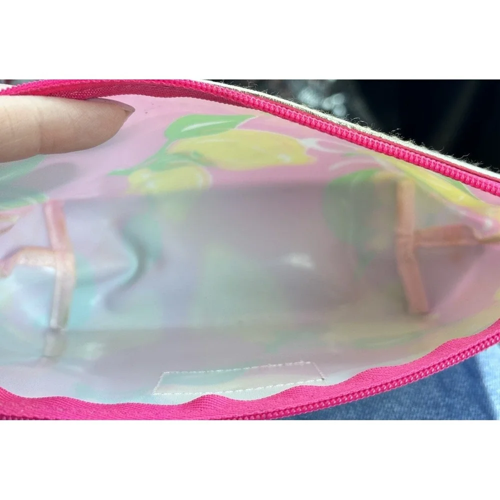 Lilly Pulitzer Estee Lauder‎ Lemon Print Zipper Cosmetic Pouch Bag  Size OS/S